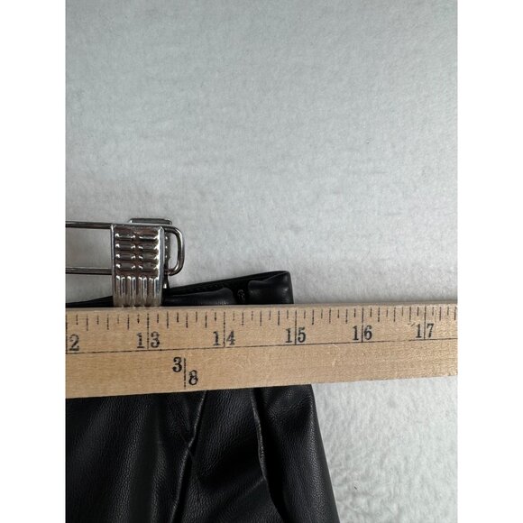 Hunter Brown faux leather pleated Y2K‎ mini skort ruffle black sz L - Picture 5 of 9